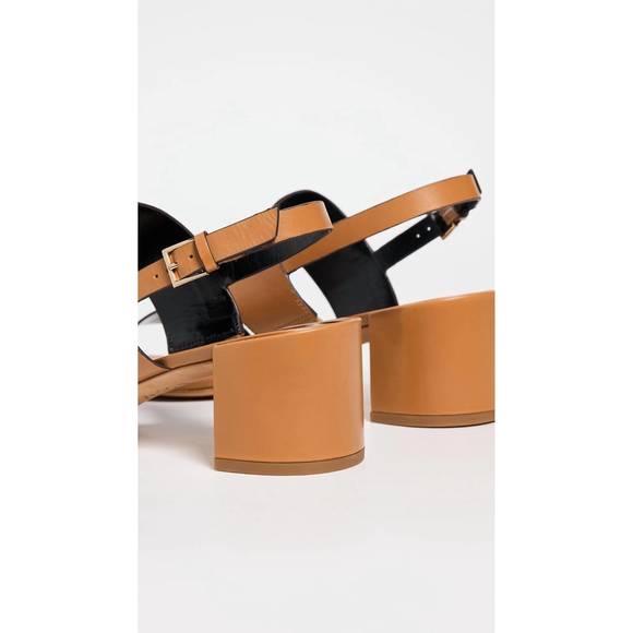 NEW TORY BURCH women's double t heel sandals in caramel corn/perfect black - Picture 2 of 2